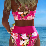 Lorraine - Bikini avec imprimé floral contrastant et fente