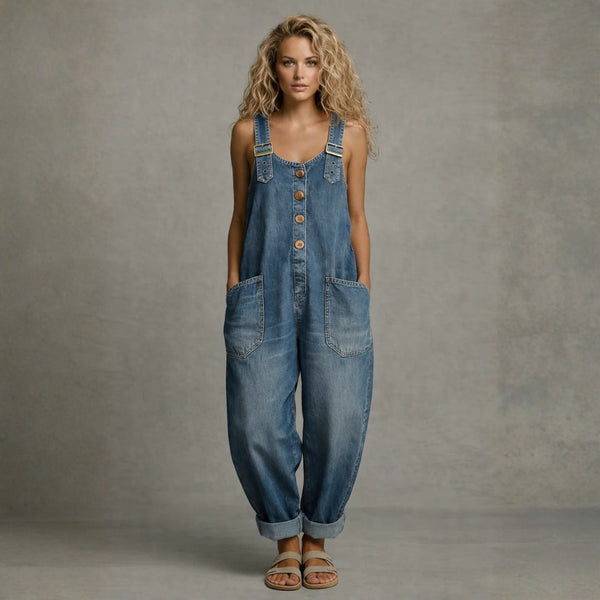 Eléonore - Combinaison en Denim Stylée avec Poches