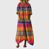 Robe Maxi Souple à Imprimé Coloré