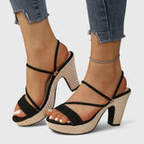 Rosalie - Sandales à Brides avec Talon en Raphia