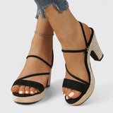 Rosalie - Sandales à Brides avec Talon en Raphia