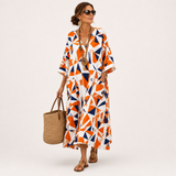 Adèle - Kaftan Orange Géométrique