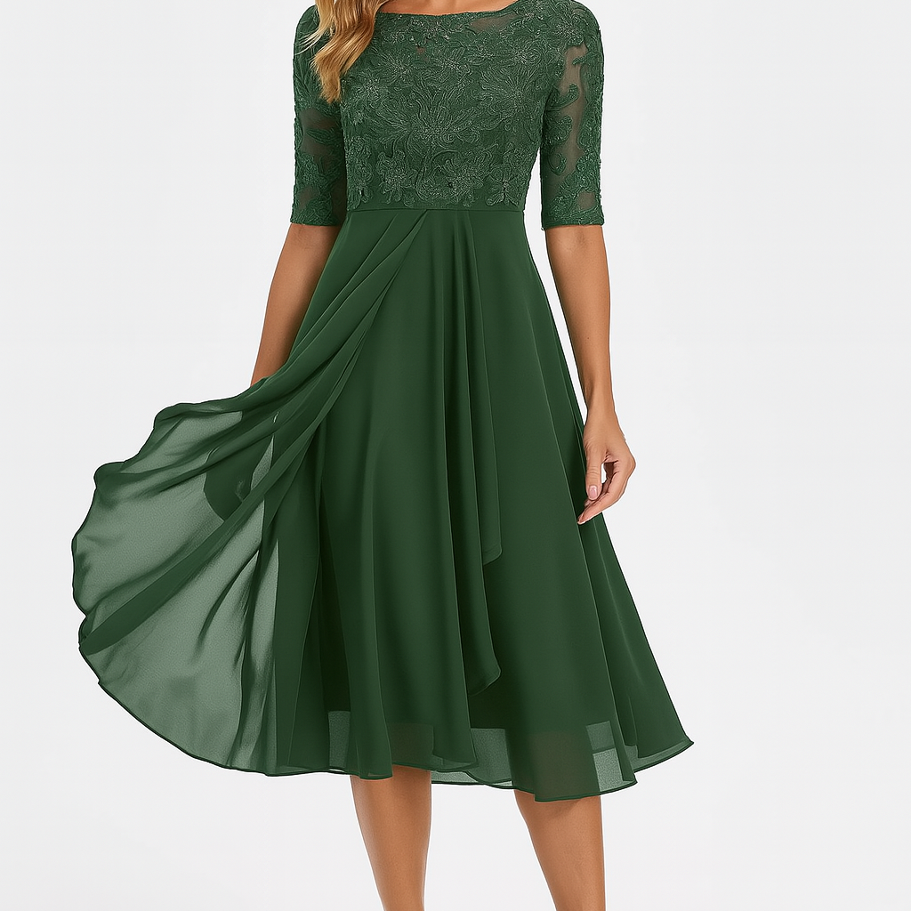 Valentina - Sukienka Koronkowa z Rękawem 3/4