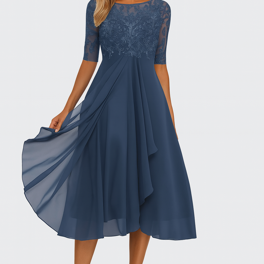 Valentina - Sukienka Koronkowa z Rękawem 3/4