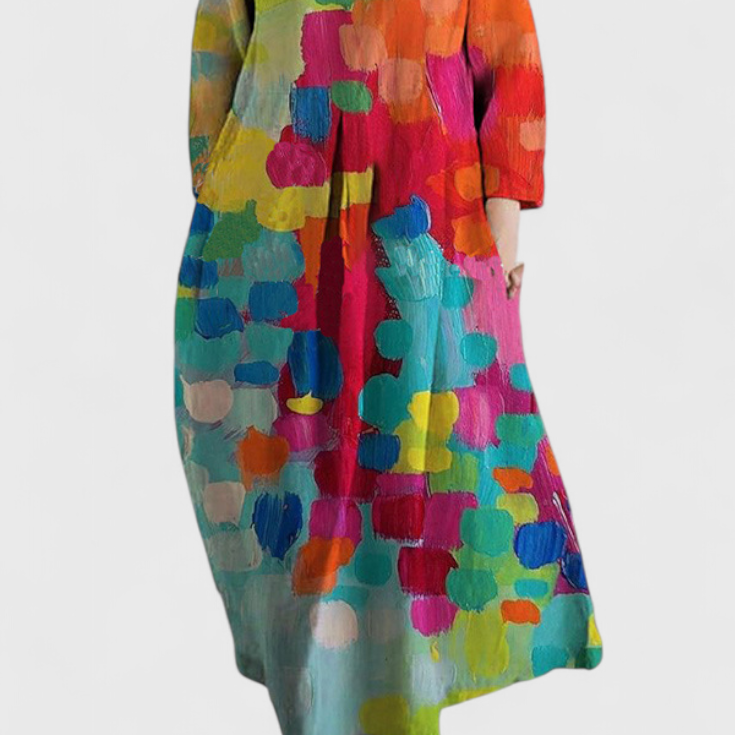 Ana - Sukienka Włóczkowa z Wzorem