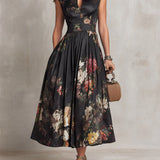 Elsa - Robe midi plissée avec motif floral