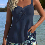 Séraphine - Tankini Rayé avec Bas de Maillot de Bain Deux Pièces