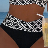 Sixtine - Bikini Deux Pièces Avec Soutien-Gorge En Découpe Et Motif Diamant