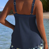 Séraphine - Tankini Rayé avec Bas de Maillot de Bain Deux Pièces