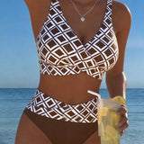 Sixtine - Bikini Deux Pièces Avec Soutien-Gorge En Découpe Et Motif Diamant