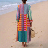 Ève - Robe Longue Multicolore en Patchwork