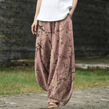 Fabienne – Pantalon large à motif de feuilles roses