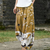 Odile – Pantalon large à motif de forêt jaune