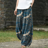 Juliette – Pantalon large à motif d'oiseau bleu