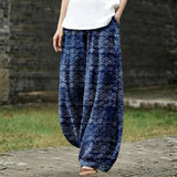 Émilienne – Pantalon large bleu à motif marin