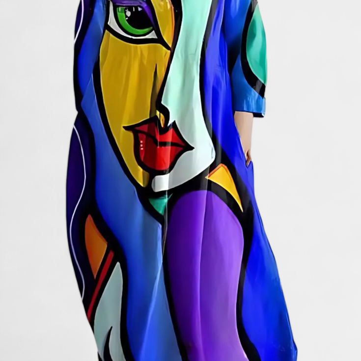 Ana - Sukienka Włóczkowa z Wzorem