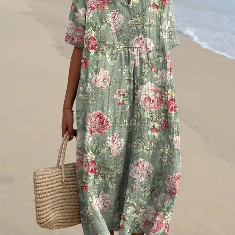 Camélia - Sukienka Midi Kwiatowa Retro